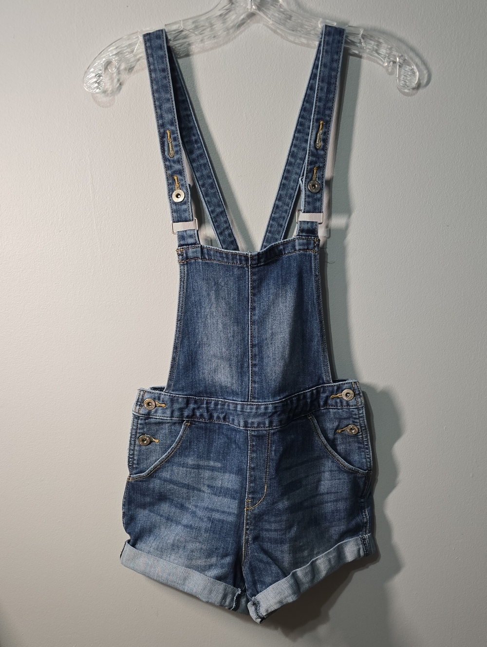 Denizen from Levi's shorts women’s size xs blue bib overalls cuffed shorts